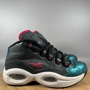 Reebok‎ Question Mid Hi Top Sneakers Womens 6 (Youth 4.5) Grey Blue Shoes